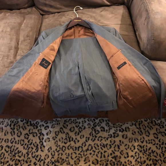 Joseph Jos A Bank Grey Sharkskin Slim Suit 39L - Picture 3 of 7